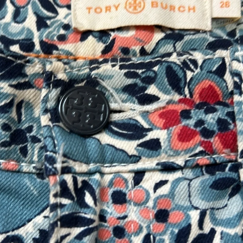 Tory Burch Emmy Ankle Skinny Jeans Blue Lake Kyoto Floral Print